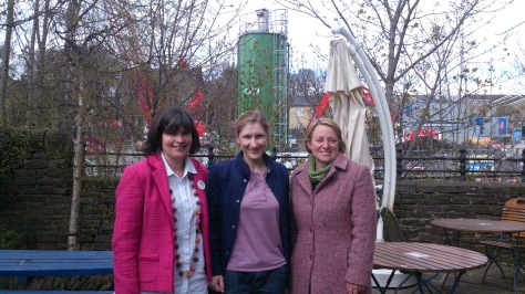 Fiona and Sarah with Natalie Bennett - leader of the Green Party - in 2013
