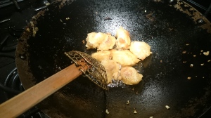 Frying tempura battered veggies
